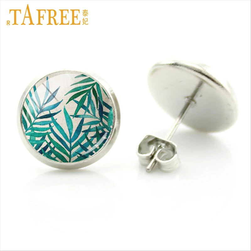 Серьги TAFREE с зелеными листьями модные летние крутые освежающие серьги гвоздики