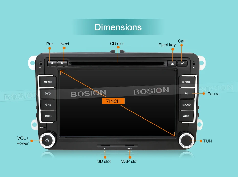 B 7&quot 2din Car DVD Player for VW Volkswagen/Passat/POLO/GOLF/Skoda USB Host GPS BT Radio RDS Free Maps | Автомобили и