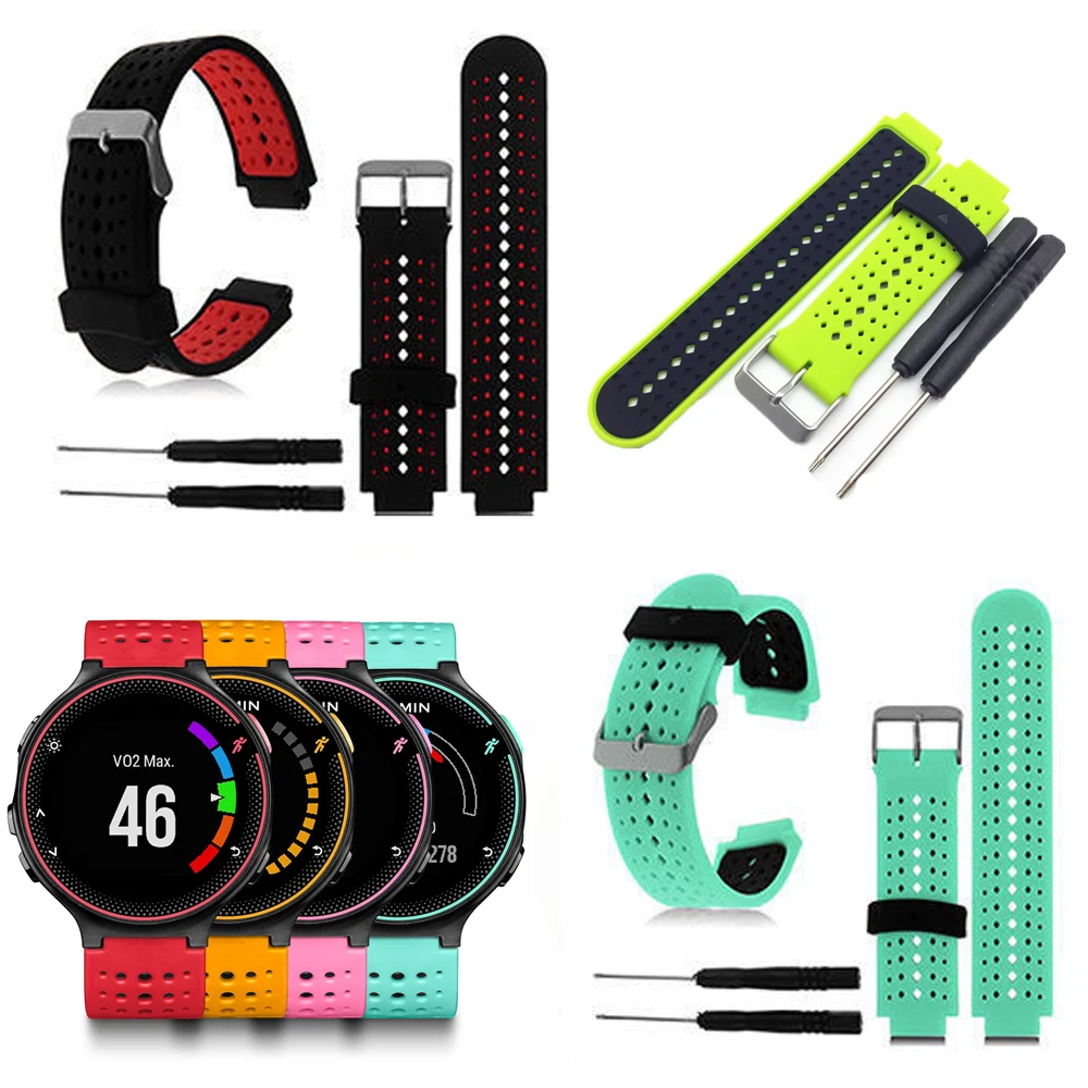 Сменный ремешок из мягкого силикона для наручных часов Garmin Forerunner 220/230/235/620/630 с