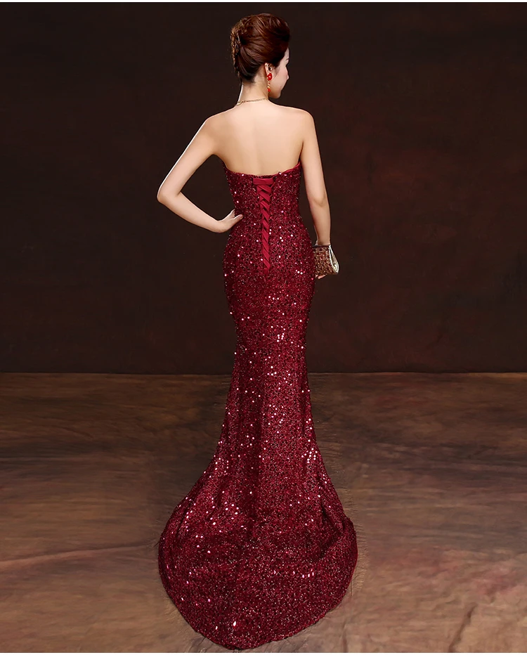 Женское вечернее платье русалка шелковое до пола без рукавов TK1032|robe de soiree|evening