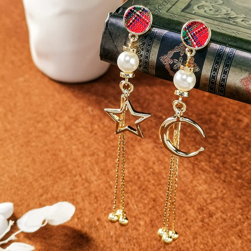 Серьги серии Star Moon асимметричные этнические серьги с кисточками акриловые