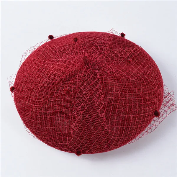 wine red USPOP, шапка, осенняя женская шапка, берет, Ретро стиль, сетка, пряжа, модные береты, Женские Дышащие береты, одноцветная шапка - Цвет: wine red