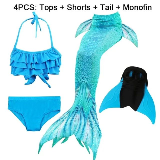 4 шт./компл. Детские спальные мешки с изображением Русалочки хвосты для плавания