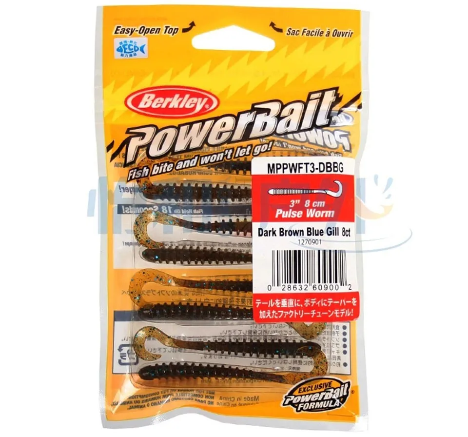Berkley бренд Powerbait MPPWFT3 импульсный червь три цвета мягкая искусственная наживка для рыбалки приманка 8 см Swimbait силиконовая приманка 8 шт./лот