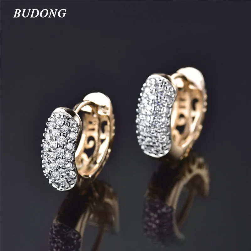 Женские круглые серьги-кольца BUDONG серебристые/золотистые серьги с кристаллами