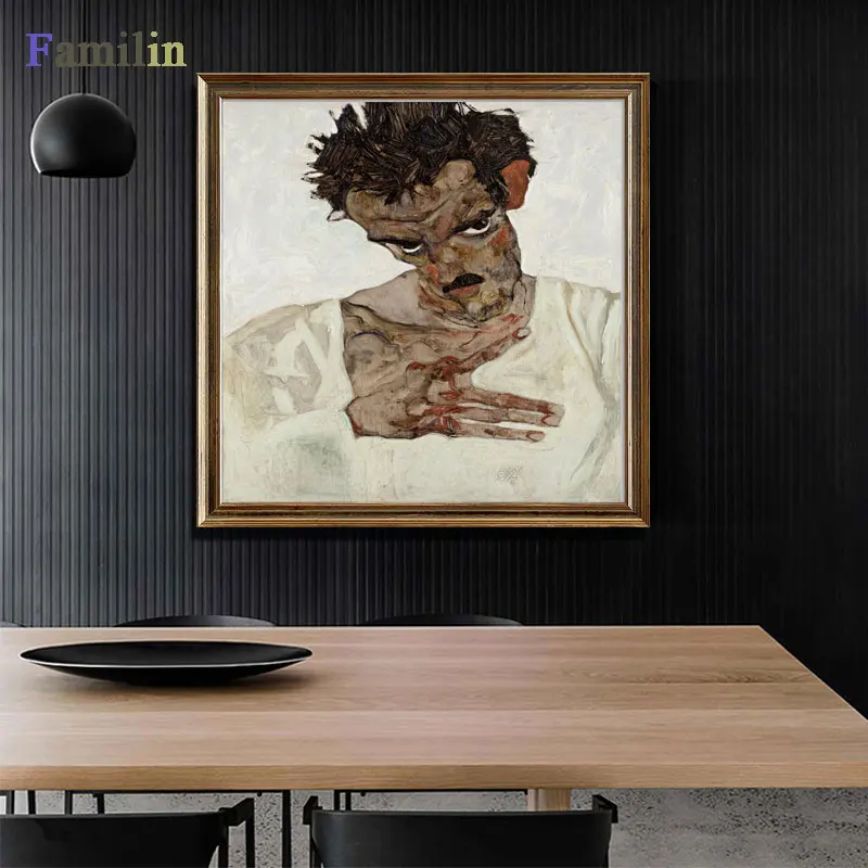 Абстрактная картина маслом Egon Schiele холст с осенним деревом художественный постер