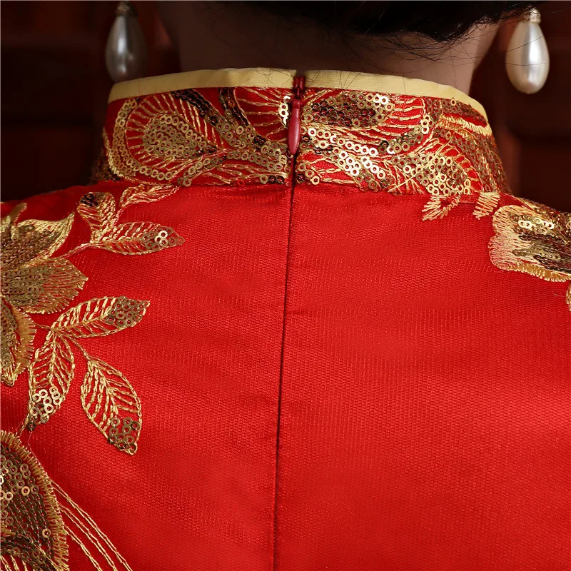 Женское винтажное платье Ципао Кружевное облегающее мини с цветочным принтом и