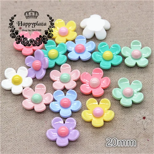 mix colors 20pcs 20 шт 20 мм Смешанные весенние цвета милые смолы пять лепестков цветок плоская спина, Кабошон DIY Ювелирные изделия/ремесло украшение для альбома - Цвет: mix colors 20pcs