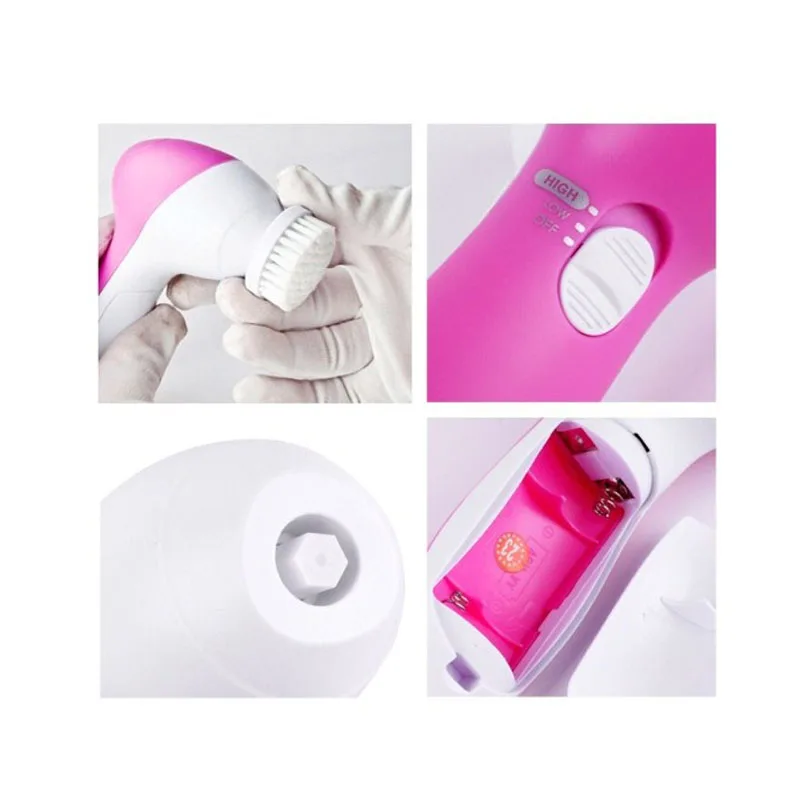 5 в 1 Pro Mini Электрический глубокое очищение лица Кисточки Черноголовых Remover пор