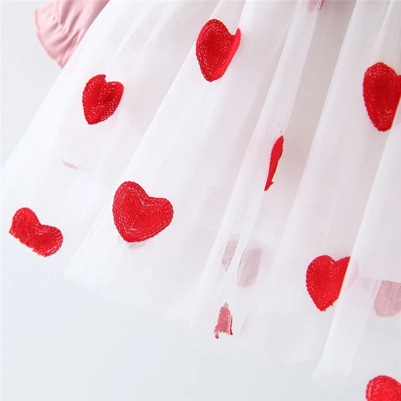 

Toddler Baby Kids Girls Ruffles Tulle Patchwork Love Heart Print Dresses Clothes #4j12
