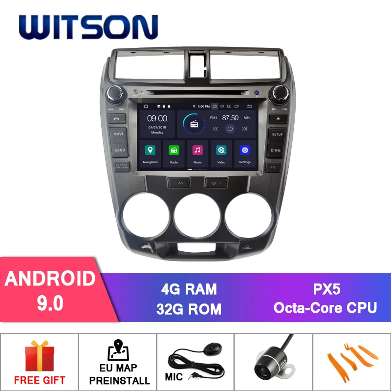 WITSON Android 9 0 IPS HD экран для HONDA CITY Автомобильный DVD стерео GPS навигатор 4 Гб RAM + 32 FLASH 8