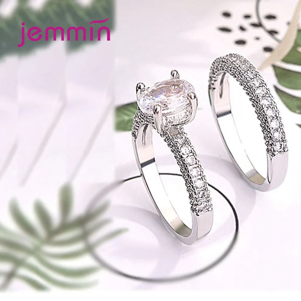 S90 серебряное кольцо для помолвки модные ювелирные изделия Романтический стиль CZ кубический цирконий зубец установка для женщин девочек Два цвета s