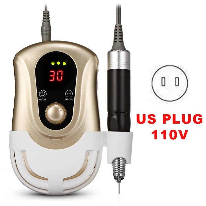 US PLUG 110V 30000 об/мин Электрический сверлильный станок для маникюра, педикюра, инструменты с аксессуарами, профессиональный шлифовальный набор оборудования для дизайна ногтей - Цвет: US PLUG 110V