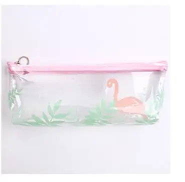 Flamingo leaf Чехол для карандашей с изображением единорога из мультфильма, милый прозрачный пенал для карандашей, канцелярская Сумочка, детский подарок, офисные школьные принадлежности escolar - Цвет: Flamingo leaf