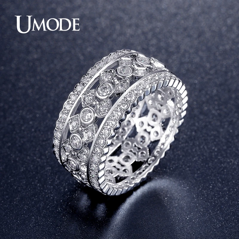 Классические кольца UMODE для женщин белого и золотого цвета с имитацией ювелирные