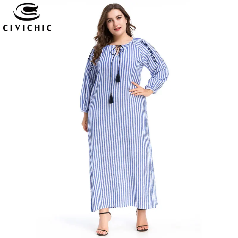 Длинное платье в полоску с вышивкой и V образным вырезом|Женские платья| |