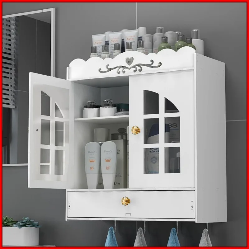 

Wall Mount Bathroom Cabinet Wooden Medicine Cabinet Storage Organizer With Hook