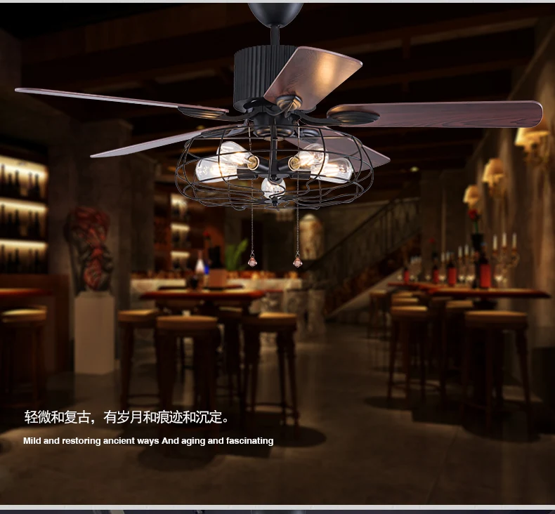 Лофт промышленный E27 вентилятор люстра винтажный Ресторан тихий дом