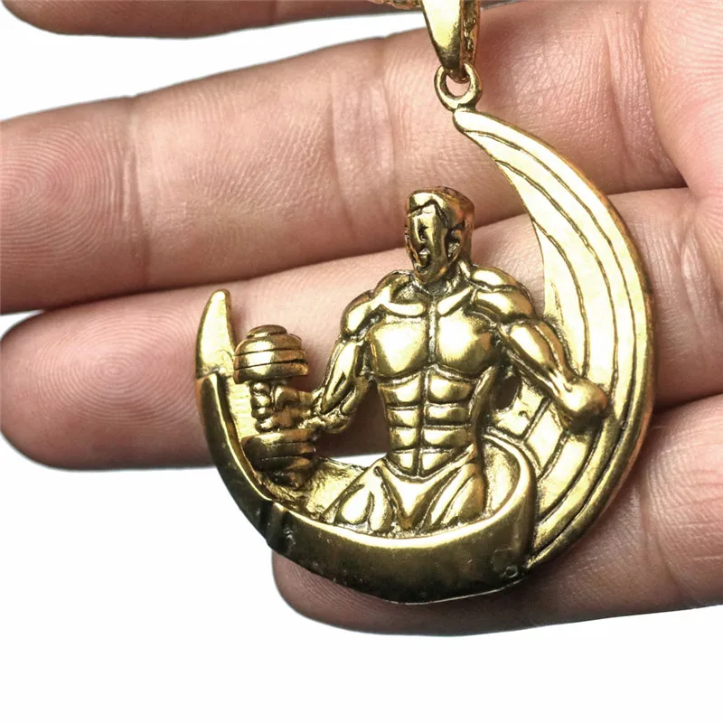 Подвеска в виде Луны гантели ожерелье из нержавеющей стали цепочка для мужчин