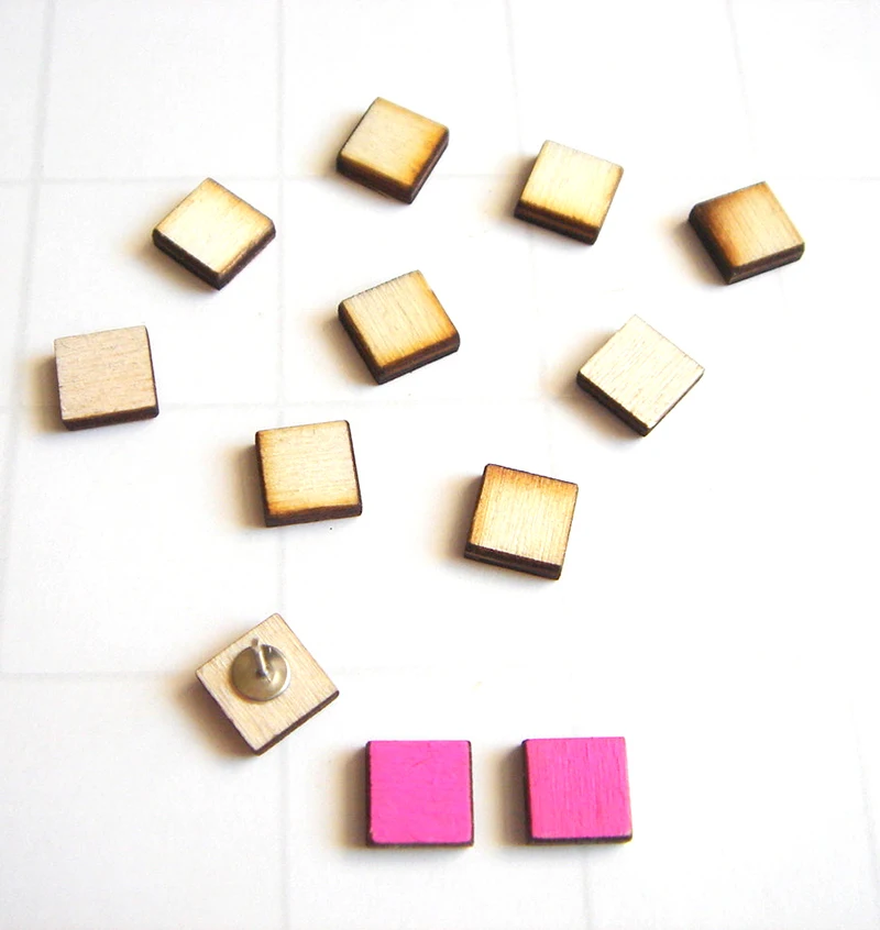 

Free Shipping!! 12pairs/lot Laser Cut Unfinished Square Wood Studs