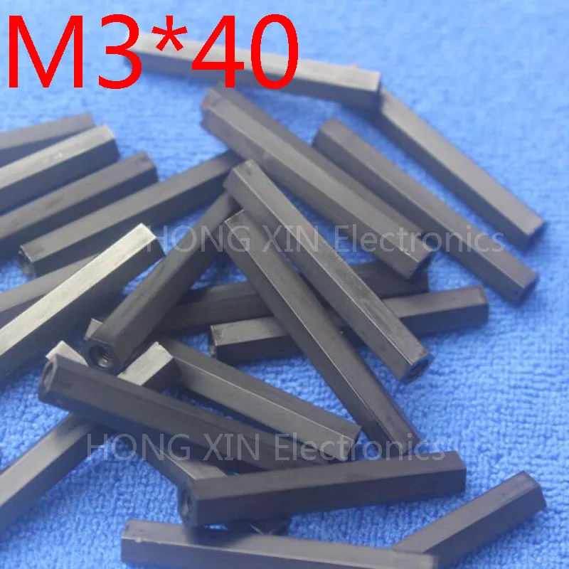 Черная Шестигранная прокладка M3 * 40 1 шт. шестиугольная мм с шестигранной оплеткой пластиковое