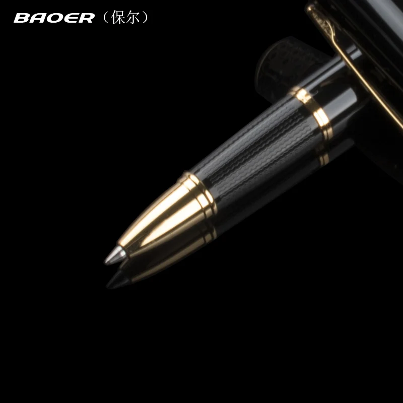 Шариковая ручка Baoer 68 высокого качества черная серебристая с наконечниками 0 5 мм