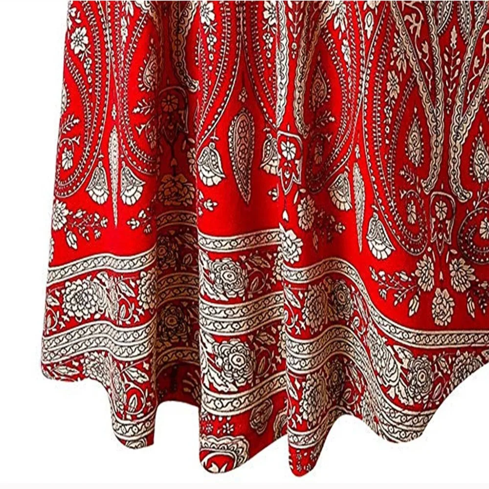 Fashion 2020 Summer Boho Floral Printed Loose Beach Party Shirt Women Casual V-Neck Button Short Sleeve T hot sale | Женская одежда