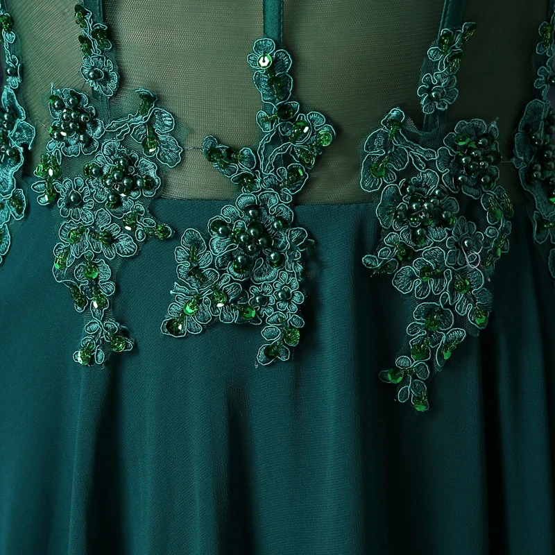 Зеленые шифоновые вечерние платья с реальным рисунком Длинные Официальные