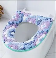 Purple blue Цветочный теплый унитаз крышка сиденья верхняя крышка Накладка ванная комната теплое сиденье на унитаз чаша мягкая молния моющееся сиденье для унитаза крышка - Цвет: Purple blue