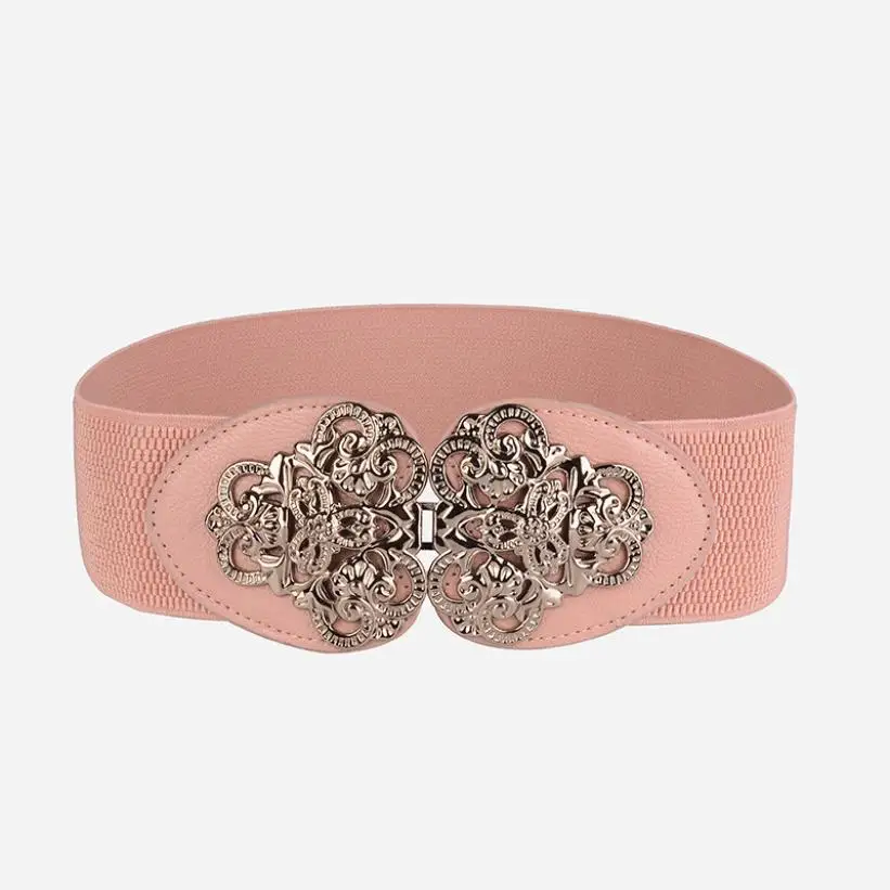 Розовый Потрясающие женские широкие ремни с эластичной резинкой на талии в богемном стиле, универсальные аксессуары для одежды, опт и розница - Цвет: Розовый