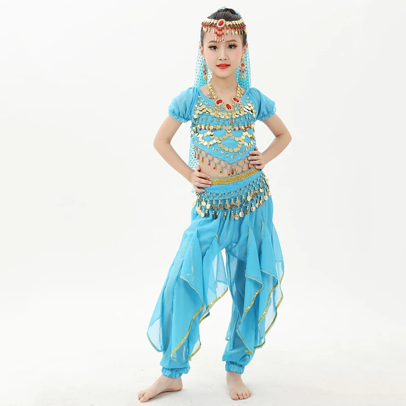 Набор костюма для танца живота девушки с коротким рукавом Болливуд танцевальная