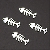 8pcs new color preserving electroplating silver color fish bones charm earrings bracelet diy handmade jewelry metal connectors