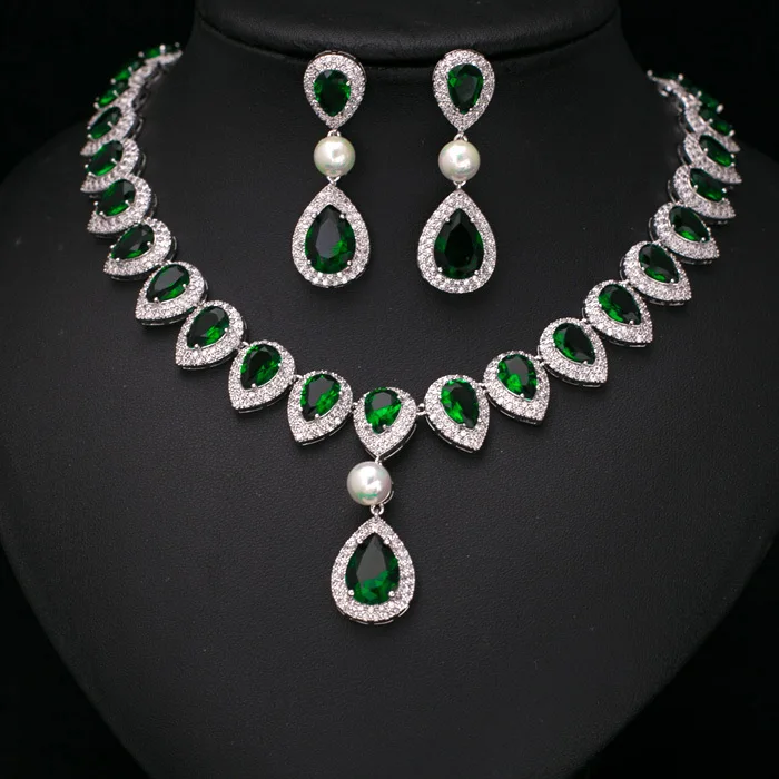 Модные наборы ювелирных изделий Королевского синего цвета в форме сердца со