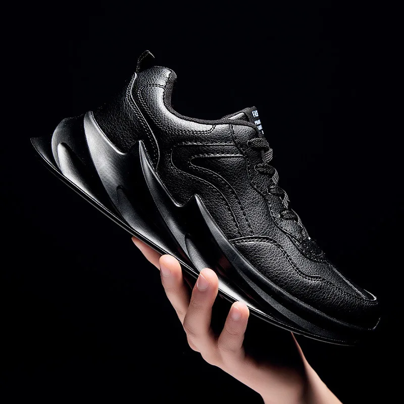 Men Shoes Chunky Sneakers Breathable Tenis Masculino Off Leather Light White Footwear Lace Up Boys Shark Zapatos Hombre | Обувь
