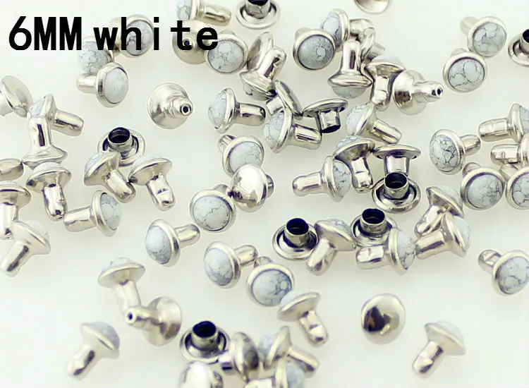 6mm white Новая мода 100 компл./лот Акрил Бирюзовый и латунные заклепки для кожи шипами и стразами для одежды diy аксессуары для одежды - Цвет: 6mm white