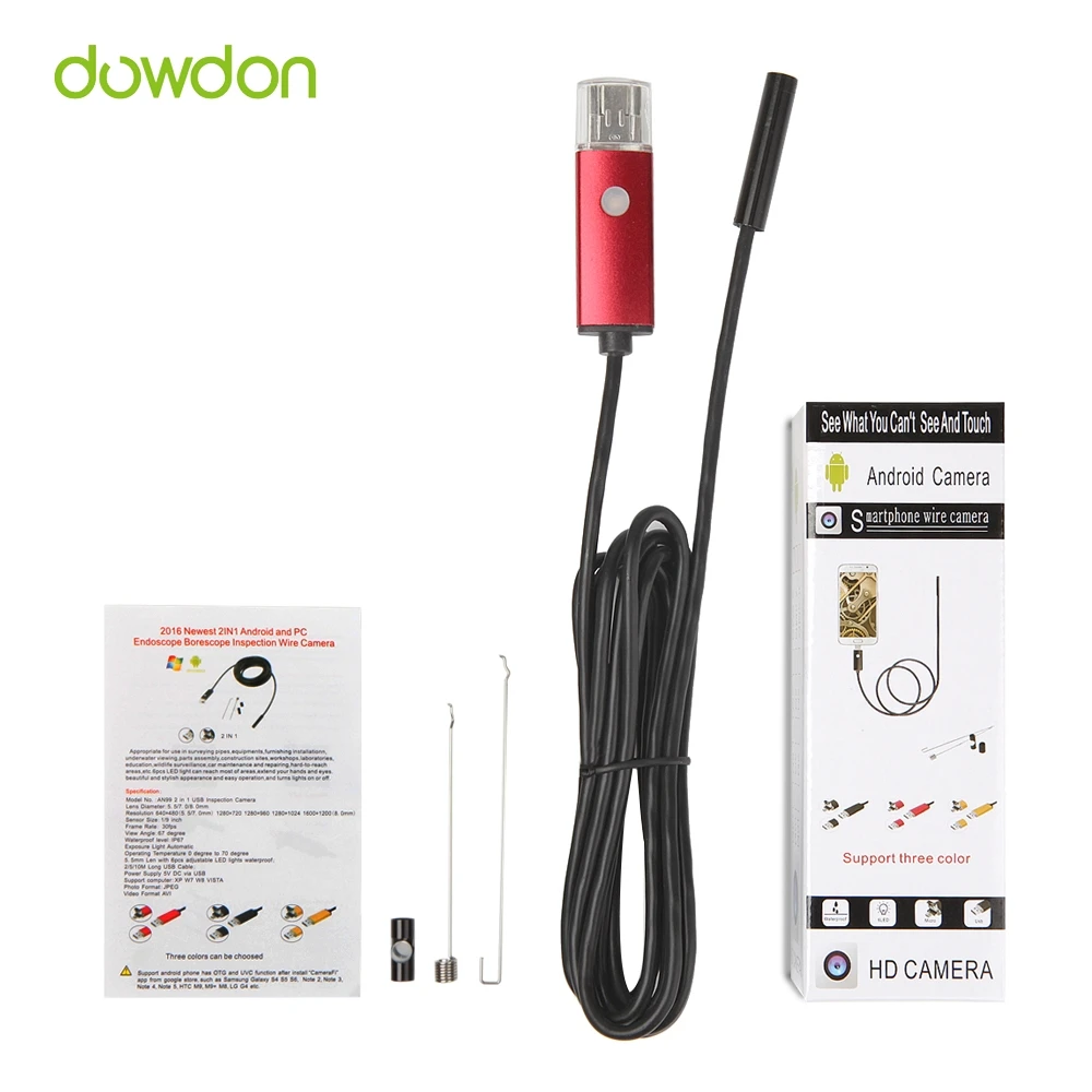 10 шт./лот 2 м 7 мм объектив в 1 Android компьютер планшет универсальный эндоскоп