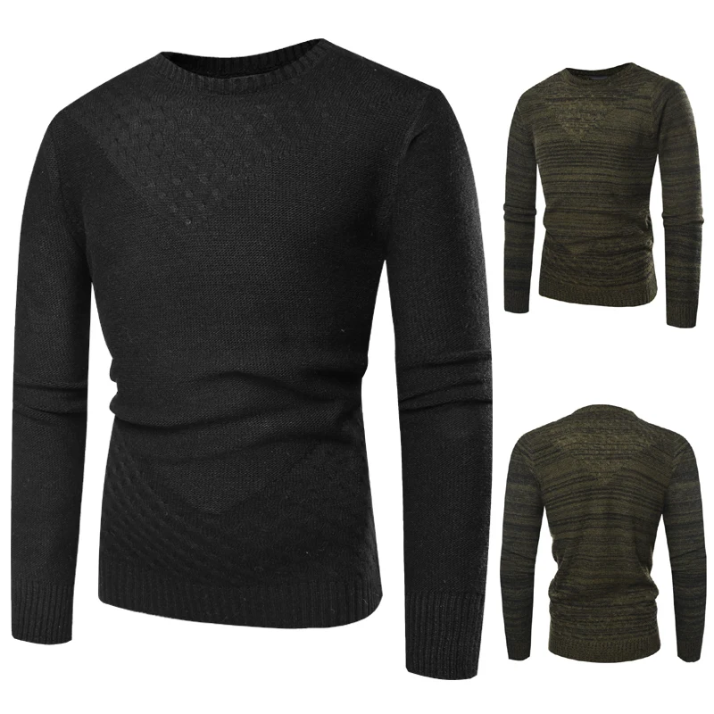 New men's round neck color matching sweater mens sweaters 2018 men winter clothes | Мужская одежда