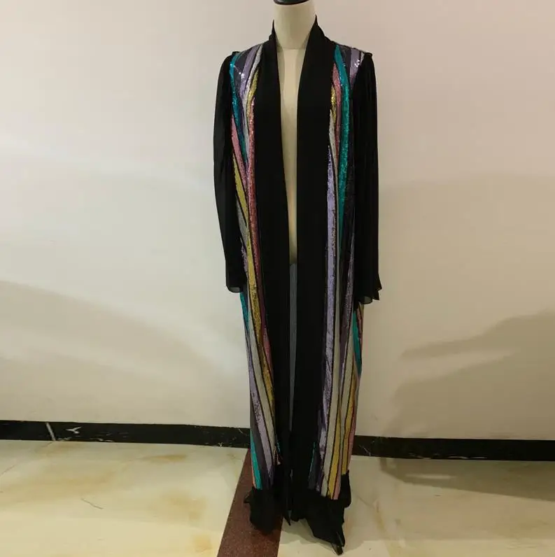 Sequin cardigan Открытым Абаи кимоно в блестках кардиган мусульманский хиджаб платье Женская одежда в мусульманском стиле Одежда из Дубая для Для женщин Рамадан кафтан Исламская Костюмы - Цвет: Sequin cardigan