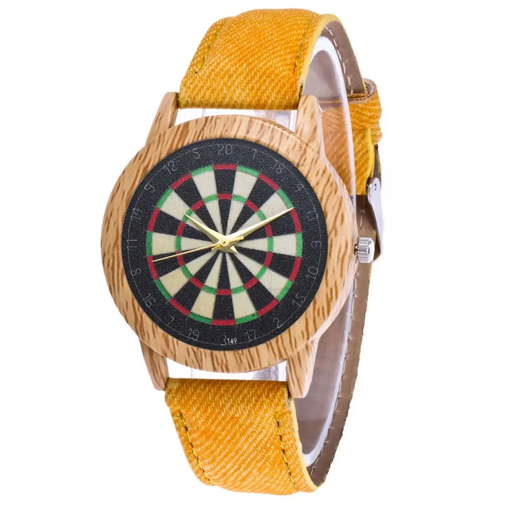 Женские кварцевые наручные часы Dart Board модные черные джинсовые на ремешке в стиле