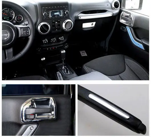 Внутренние хромированные наклейки для Jeep Wrangler JK планки дверные украшения ручки