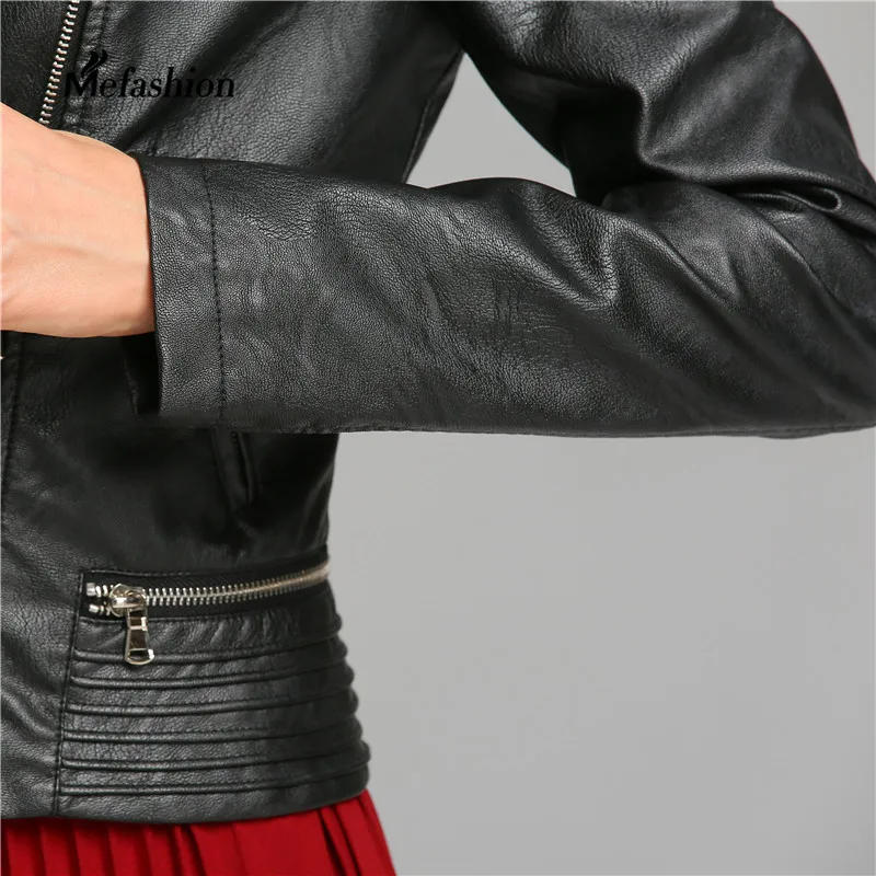 Mefashion Новая Осень Высокой Уличной Моды женщин Короткие Мыть PU Кожаная Куртка На