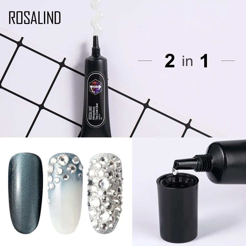 Верхнее покрытие ROSALIND 2 в 1 гель для ногтей Rhinesotne прочный клей зеркального