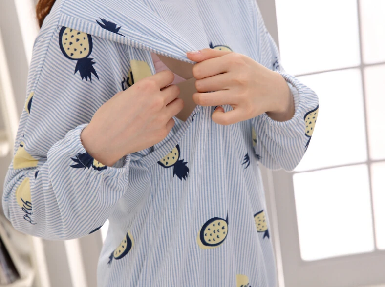 Одежда для грудного вскармливания беременных женщин Осень 2018 Пижама кормящих