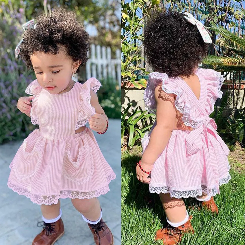 Детские платья для маленьких девочек Кружевное платье принцессы с вырезом на