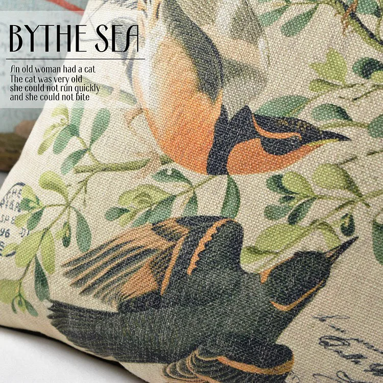 Европейские пасторальные подушки для птиц с цветами толстые поясничные льняная