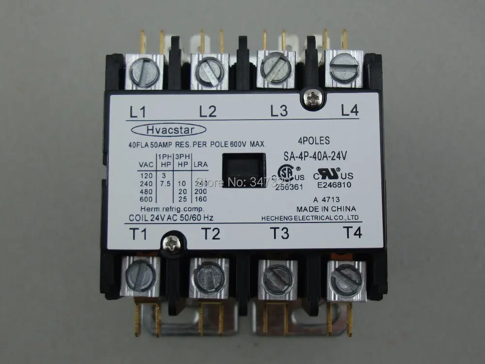 Hvacstar SA 4P 40A 120V контактор определенного назначения 4 полюса 40FLA AC катушка DP