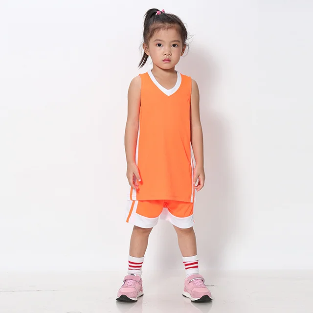Kids orange Детские баскетбольные майки, шорты, комплекты, дышащая майка баскетбольная, костюмы для колледжа, спортивные костюмы для мальчиков и девочек, баскетбольная майка - Цвет: Kids orange
