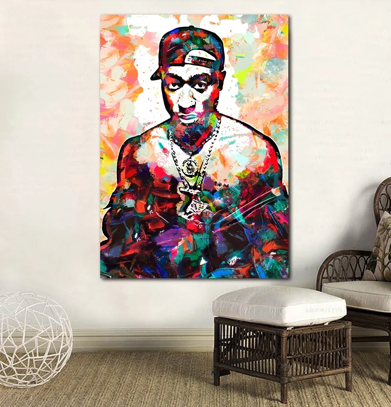 2pac Акварельная фотография искусство на стену с рисунком домашний Декор без рамки