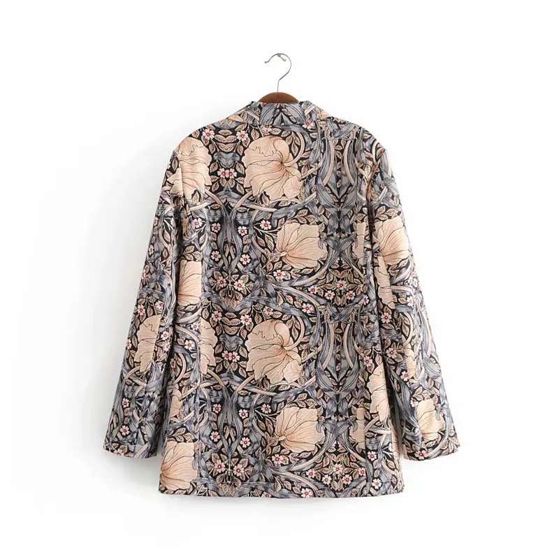 JOYDU Tropic Flora Printed Vintage Women Blazers and Jackets Notched Long Sleeve Blazer Casual Suit Office Lady 2019 Spring New | Женская