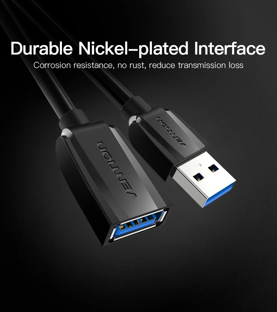 Vention USB2.0 3,0 кабель-удлинитель для мужчин и женщин кабель-удлинитель быстрая скорость USB3.0 кабель удлиненный для ноутбука ПК USB удлинитель 5 м